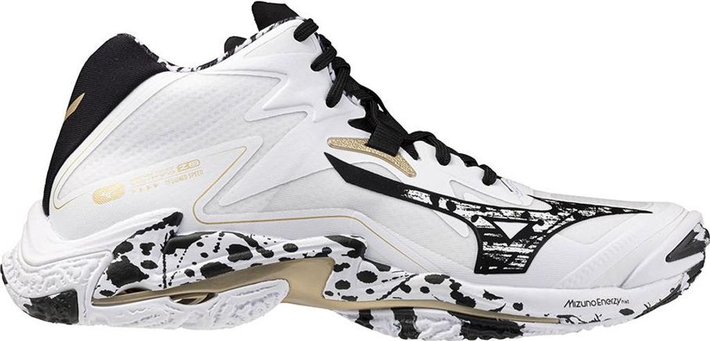 Mizuno Wave Lightning Z8 Mid - white/black/ge gold, Größe:14
