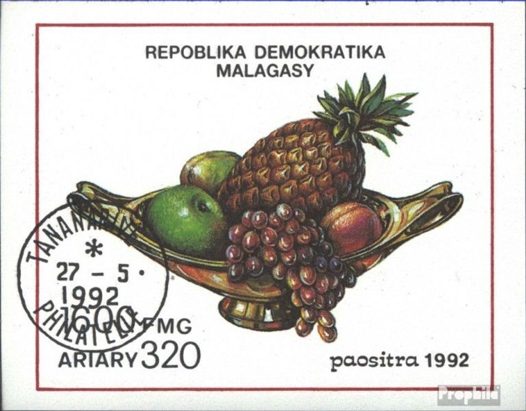 Briefmarken Madagaskar 1992 Mi Block189 (kompl.Ausg.) gestempelt Früchte