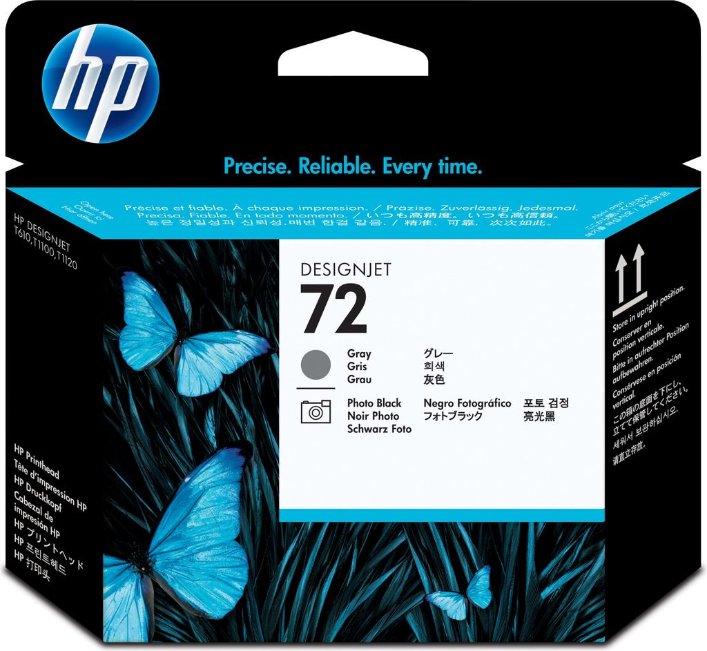 HP 72 - HP DesignJet T610 Printer series - T620 Printer series - T770 Printer series - T1100 Printer series,... - Thermal Inkjet - Grau - Foto schw...
