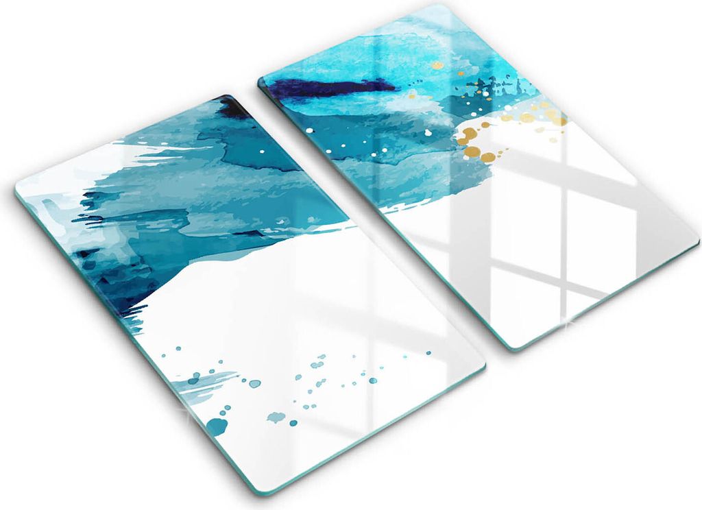 Abdeckung Glas - Küchenabdeckung - 2x30x52 cm - Abdeckplatte -Blaue Flecken