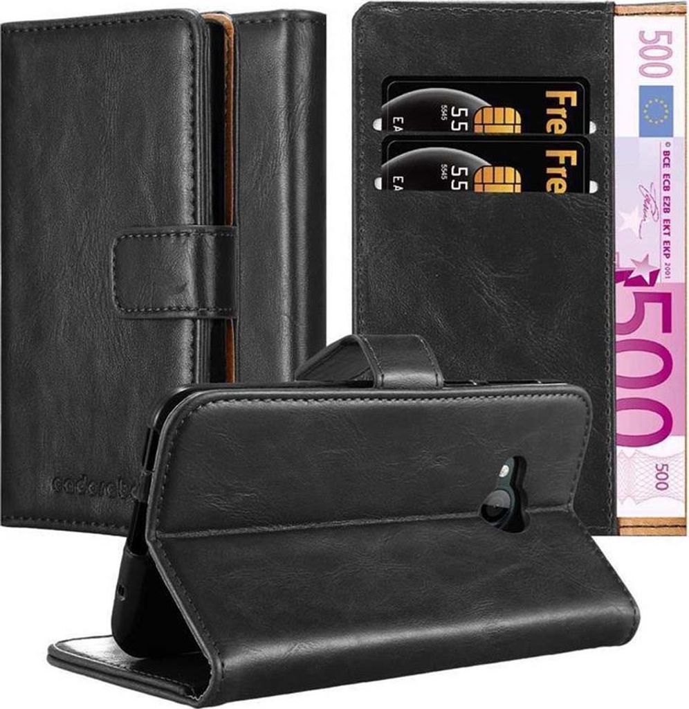 Cadorabo Hülle für HTC U PLAY Schutzhülle in Schwarz Handyhülle Book Tasche Case Etui Luxury