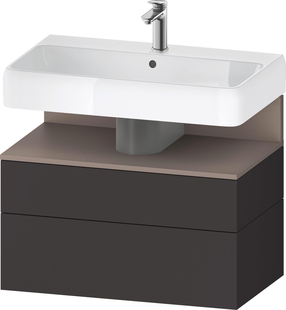 Duravit Qatego Waschtischunterbau, 1 Auszug und 1 Schublade, 790x470x590mm, Nische Basalt Matt, QA4394043800000