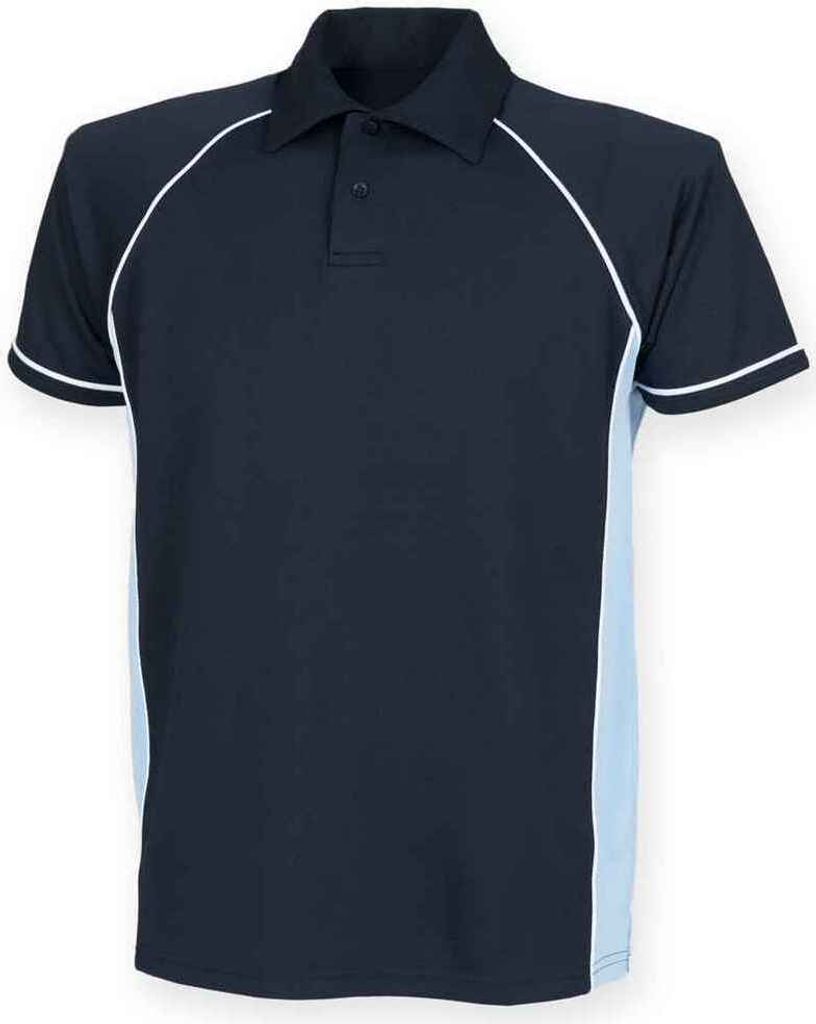Finden and Hales Herren Performance Paspel Polo Shirt PC3762 (L) (Marineblau/Himmelblau/Weiß)