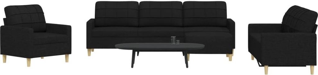 Maison Exclusive - 4-tlg. Sofagarnitur mit Fußhocker Schwarz Stoff