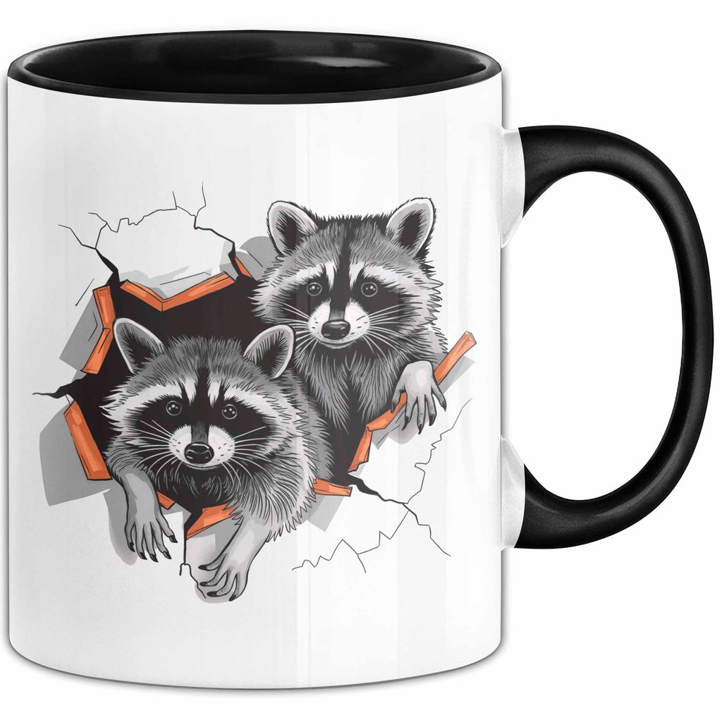 Waschbär Tierliebhaber Tasse Geschenk Lustige Geschenkidee Spruch (Schwarz)