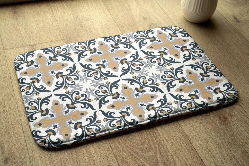 Badteppich Saugfähige - Badezimmer Teppich - Rutschfester Badvorleger Badematte - 90x60 cm - Geometrische Patterns