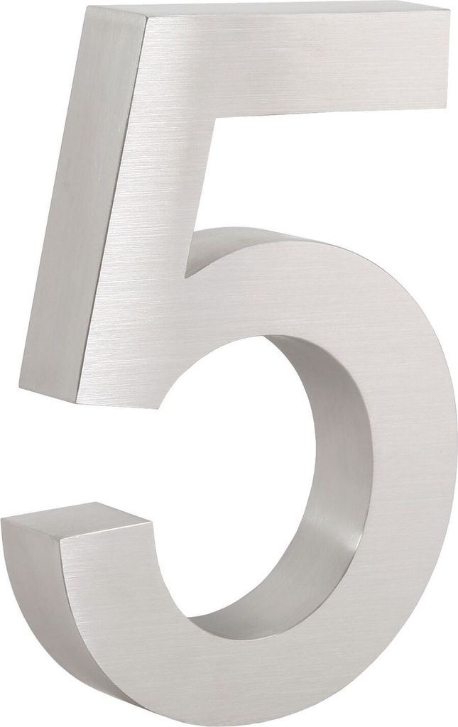 Zelsius Edelstahl Hausnummer „5“, 13 x 20 cm, silber