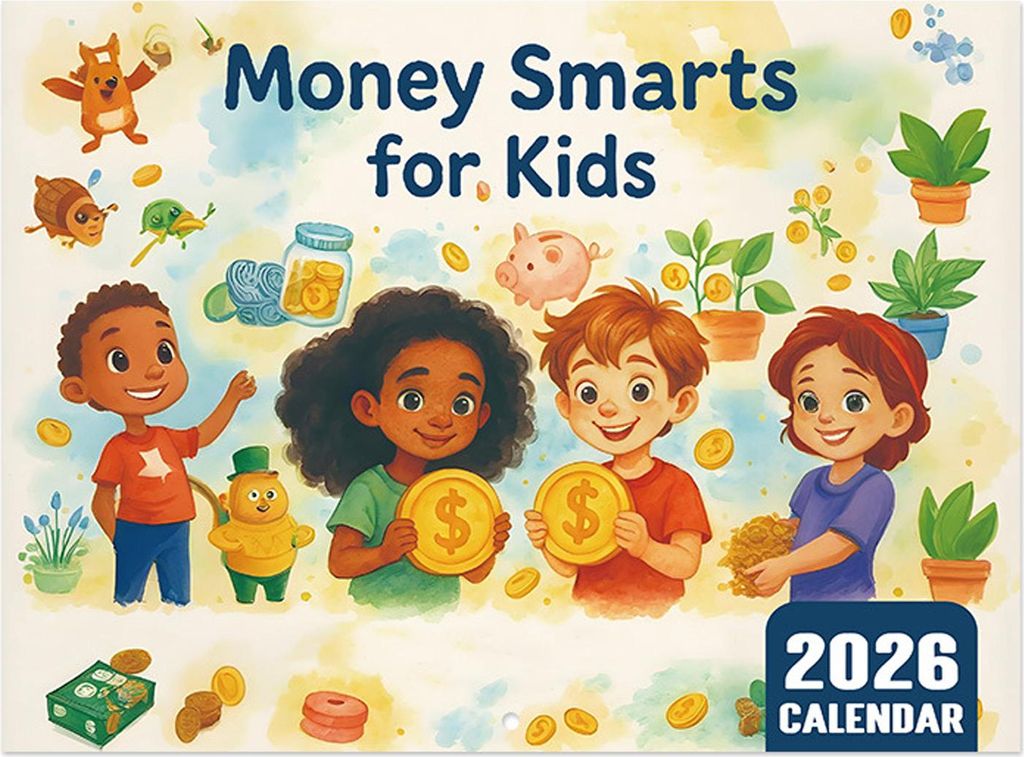 Kalender „Geld-Klugheit für Kinder“ 2026, Monatsplaner zum Geldlernen mit farbenfrohen Illustrationen und Geldverwaltungskonzept für das Klas...