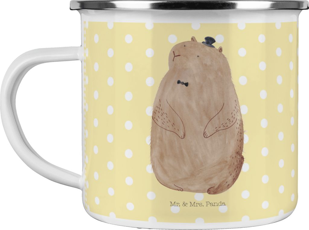Mr. & Mrs. Panda Teetasse Murmeltier - Gelb Pastell - Geschenk, Pott, Freundlichkeit, becher emaille, Teebecher, Tasse, Lustige Sprüche, Fröhlich...