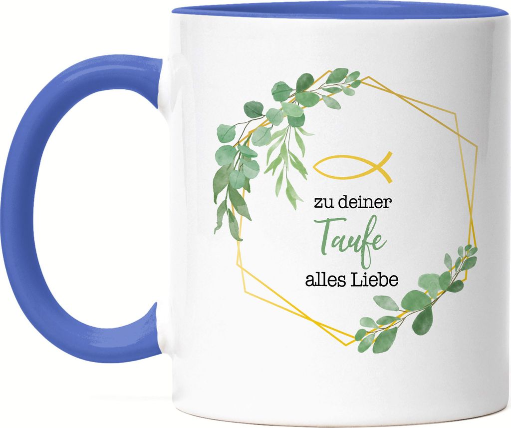 Zu deiner Taufe alles Liebe Tasse Blau Taufgeschenk Mädchen Patenkind Kirche