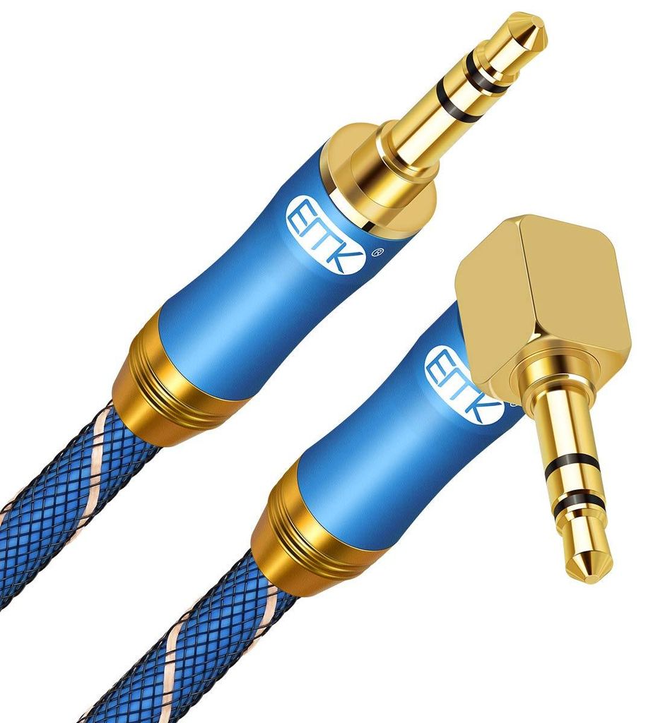 EMK Aux Cable 3,5mm Stereo Audio -Buchse Rechtwinkel Echo Punkt, Beats Kopfhörer, Samsung S8, iPhone, Heimauto -Stereoanlage, Lautsprecher, 24K Go...