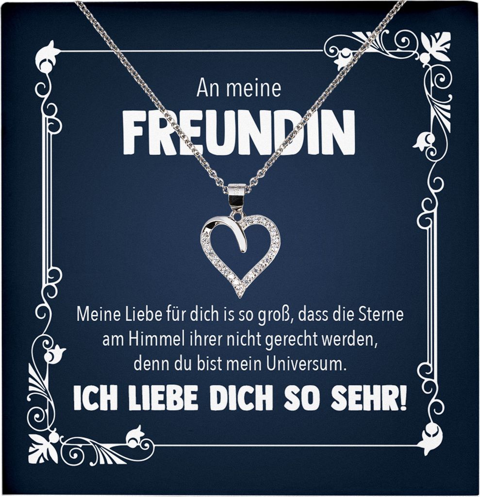 22Feels Echt Silber Halskette - Jahrestag Geschenk Frauen Schmuck Set Freundin Valentinstag Geburtstag Weihnachten - Herz Anhänger, Karte