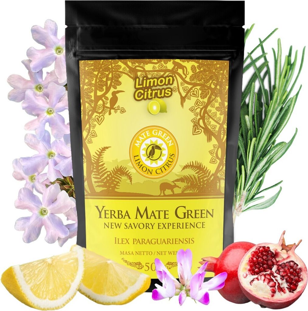 Yerba Mate Tee Mate Green Zitrusfrüchte | Brasilian mate tee mit Zitrone und Krauter | Yerba Mate-Tee loose leaf 500g