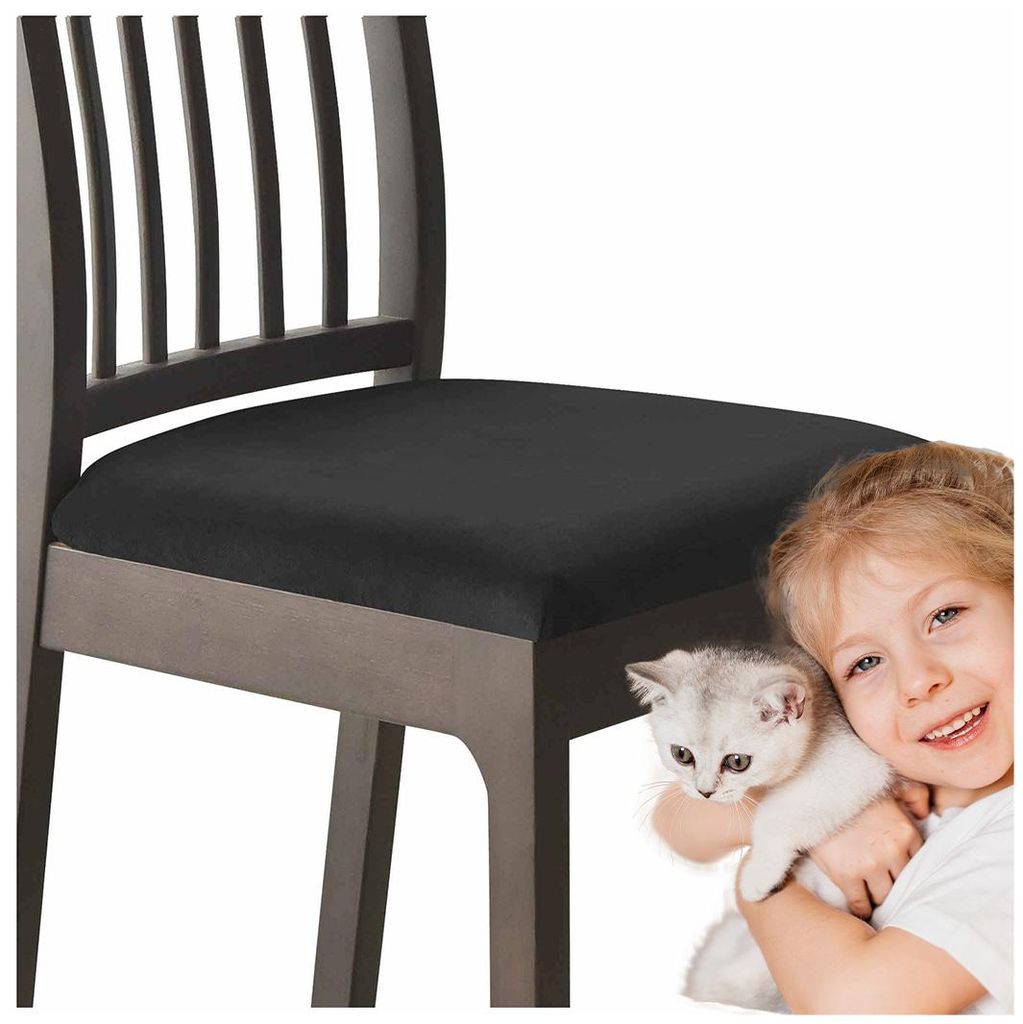 Velours-Sitzbezug für Stuhl in Schwarz – Weich, elastisch und formstabil