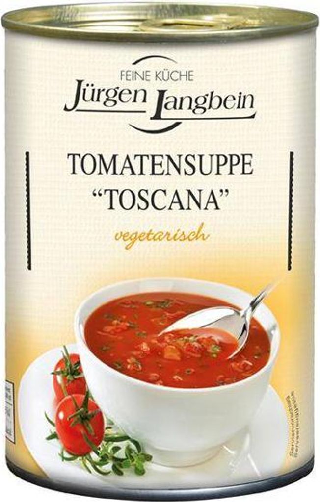 Jürgen Langbein  Tomatensuppe Toscana 400 Ml Dose  Produktbild 