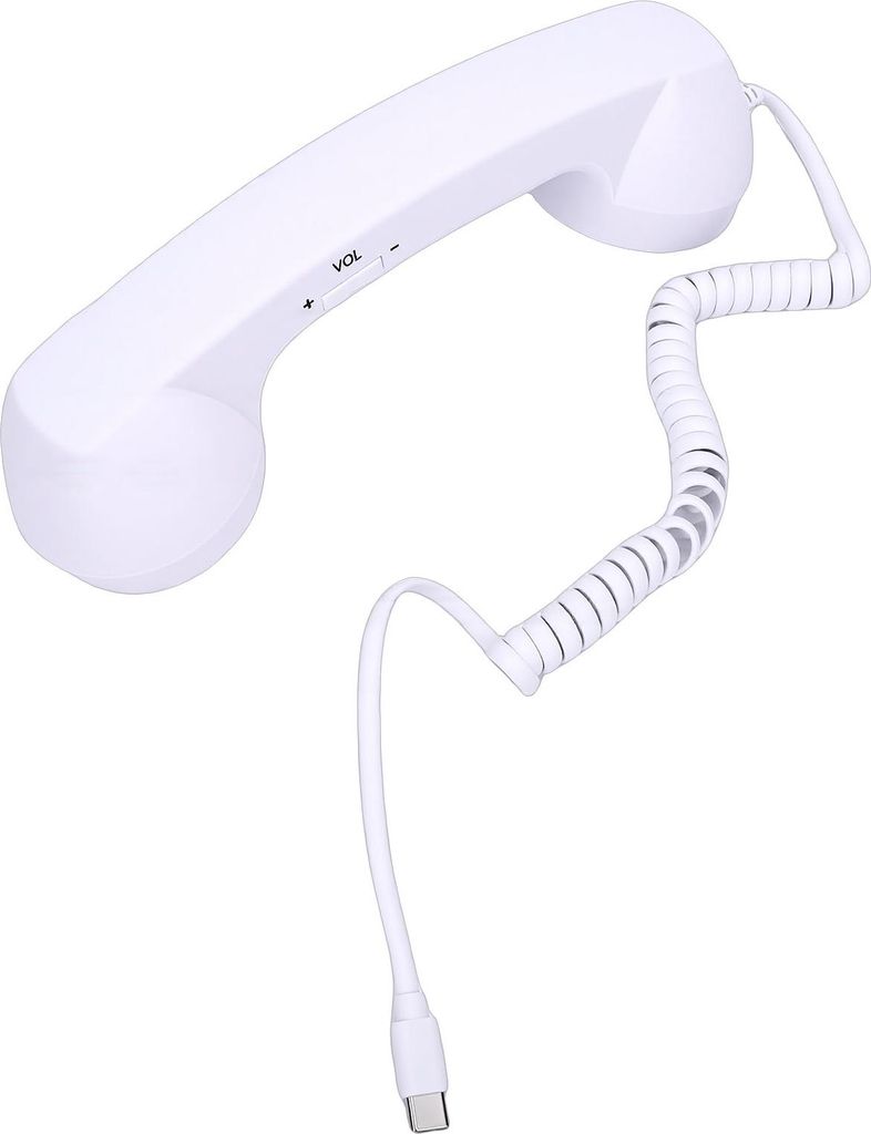Retro-Telefonhörer Typ C Kabelgebundenes Telefonhörer Handheld-Empfänger mit Mikrofon und Lautsprecher für Konferenzgespräche Weiß