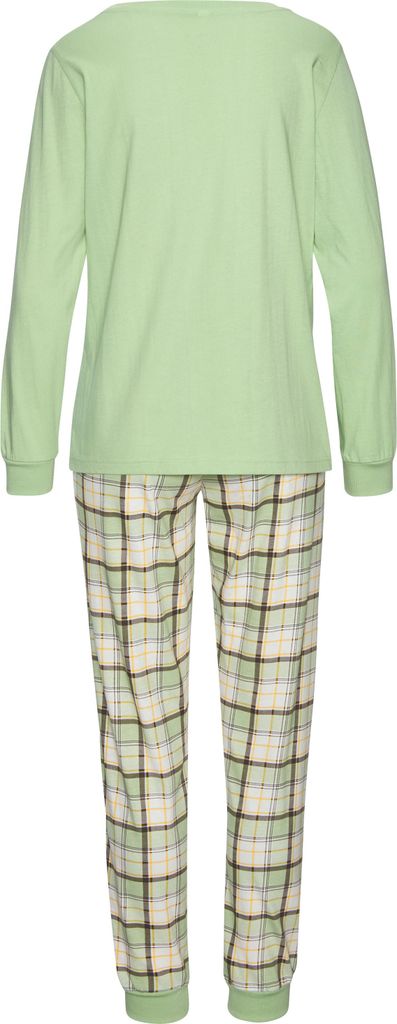 Vivance Dreams Pyjama grün und rosa-kariert Größe 40/42