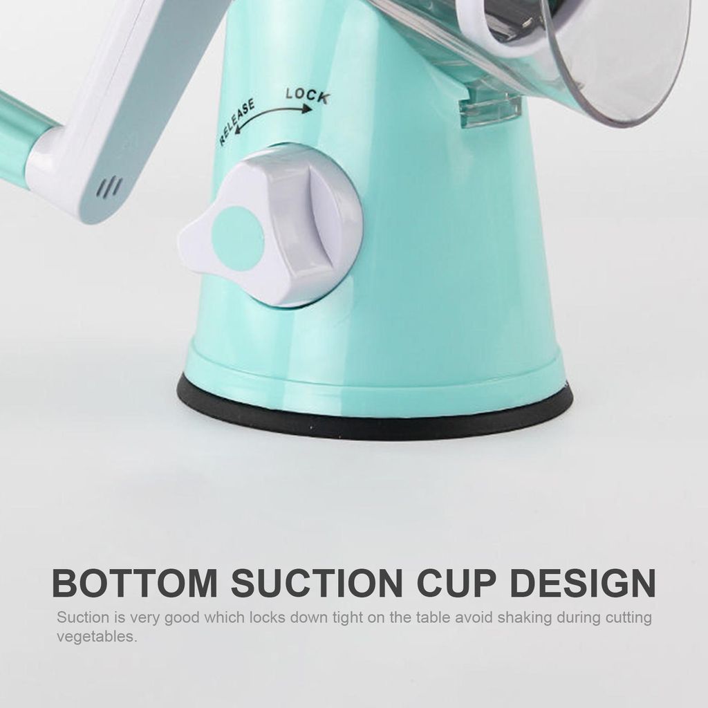 Manuelle Rotationskäsereibe mit drei Trommelklingen Edelstahl Handschneidemaschine Zerkleinerungsmaschine für Karotten Gurken Schokolade Nüsse K...