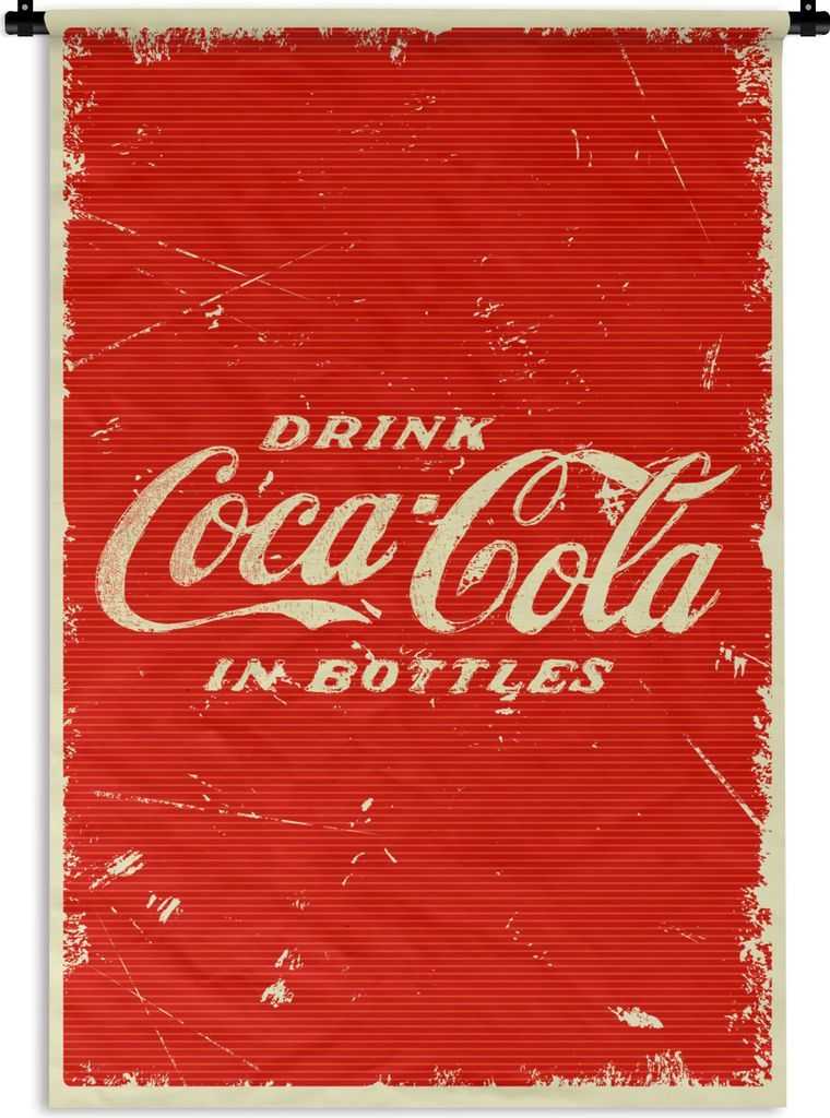 MuchoWow Wandteppich - Coca Cola - Vintage - Werbung - Zeichnung Wandkleed katoen - 120x180 cm - Schlafzimmer - Dekorationen für das Haus