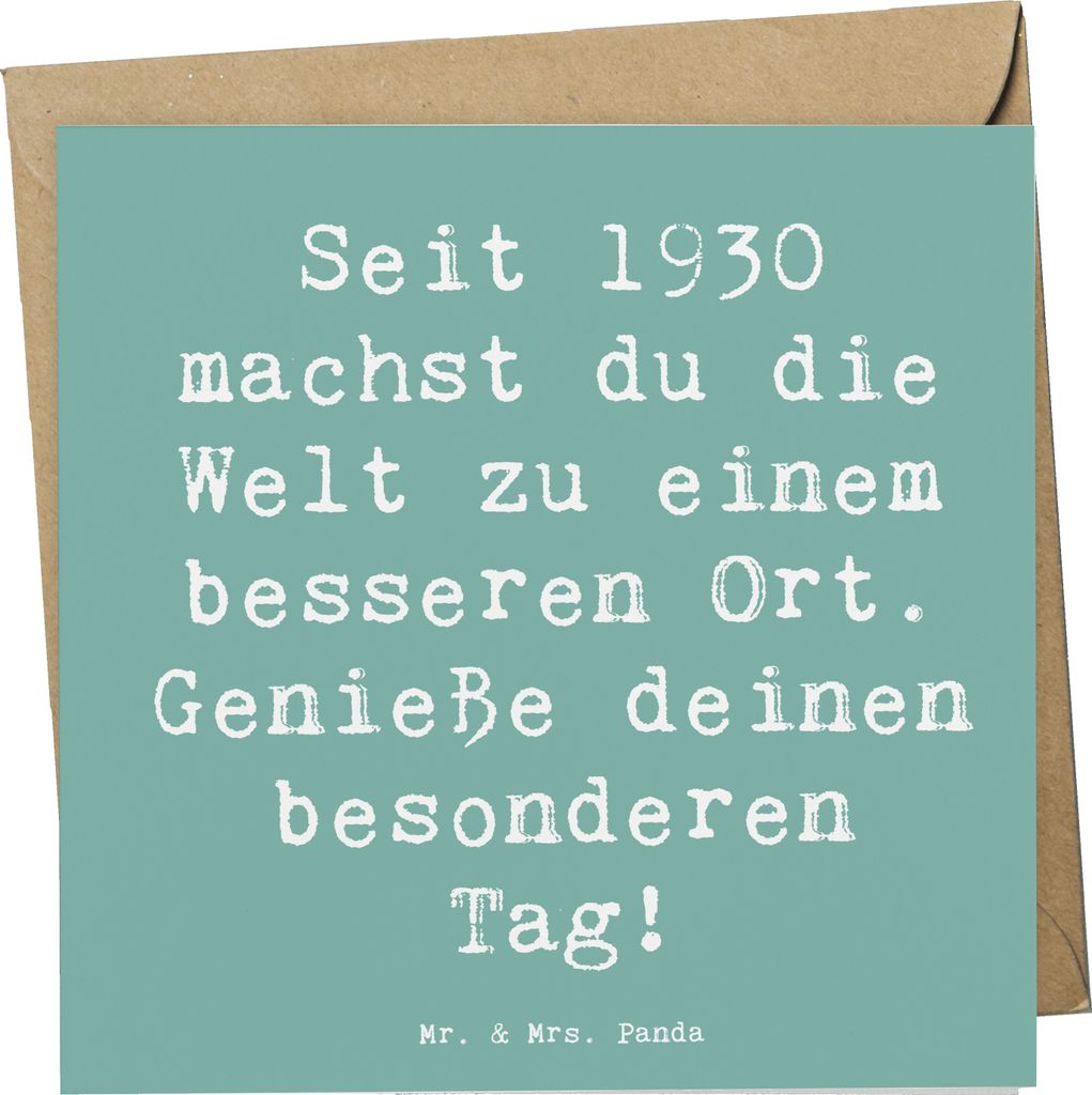 Mr. & Mrs. Panda Klappkarte Spruch 1930 Geburtstag - Meeresbrise - Geschenk, Dekoration, Jahrgang, Alter, Geburtstagsgeschenk, Grußkarte, Feier, d...