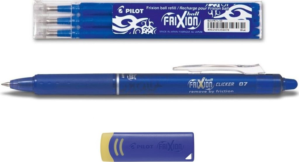 1 Pilot Frixion Clicker 0.7 blau + 3 Ersatzminen 0.7 blau + Radierer gratis