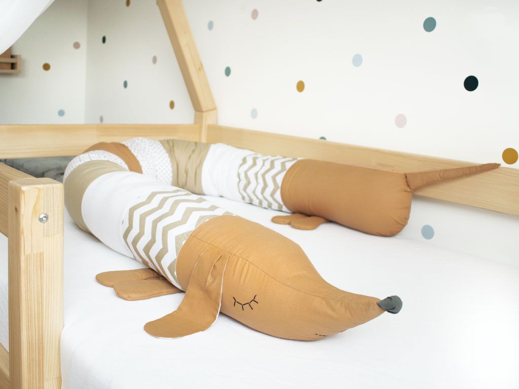 Buntes Baumwollbettgitter für das Kinderbett DACKEL Rosa