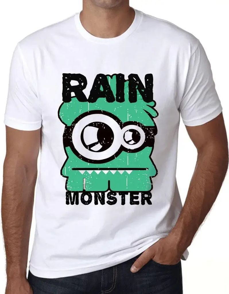 Herren Grafik T-Shirt Regenmonster – Rain Monster – Öko-Verantwortlich Vintage Jahrgang Kurzarm Lustige Druck Geburtstag Geschenk Mann