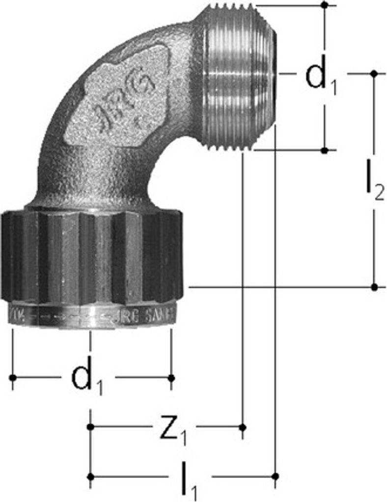 Sanipex Bogen 5525 mit loser Überwurfmutter M22 x1,5 AG x 16 mm