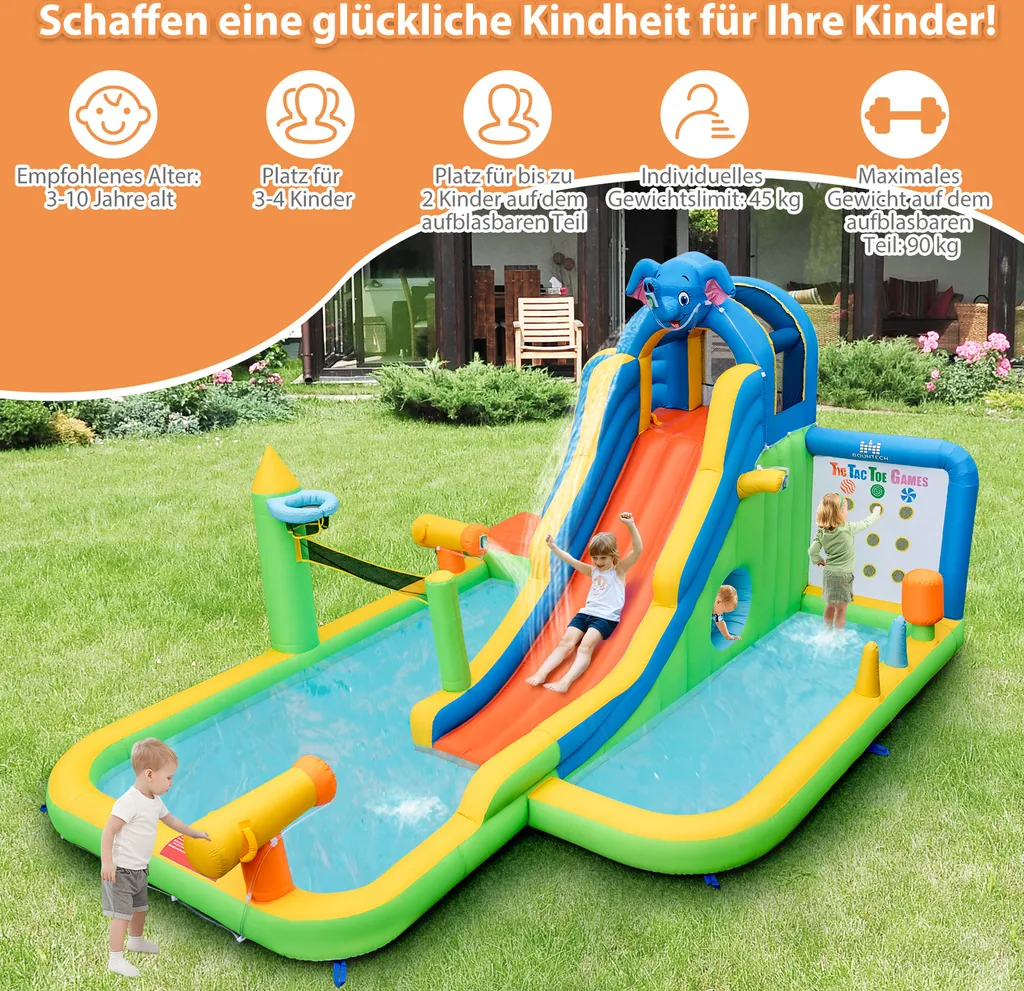 Toboggan pour piscine gonflable extérieur jeux eau jardin enfants