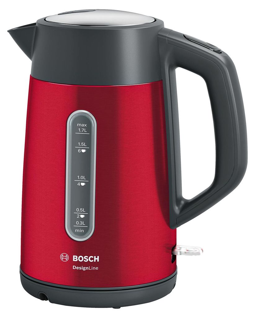 Bosch TWK4P434, 1,7 l, 2400 W, Schwarz, Rot, Edelstahl, Produktbild 