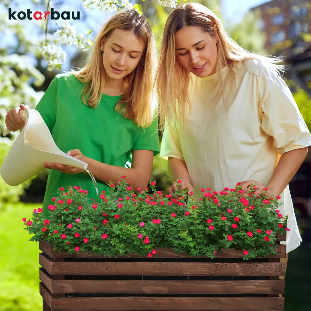 Pot de fleurs en bois rectangulaire 64 cm pour balcon et potager - 2