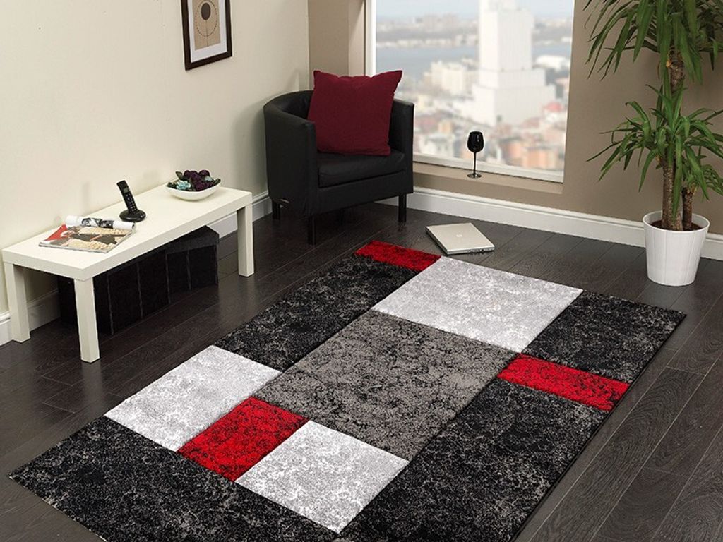 Ayyildiz | Moderner Teppich - Geometrisch - Abstrakt Design - Kurzflor Wohnzimmer - grau - 290 cm x 200 cm