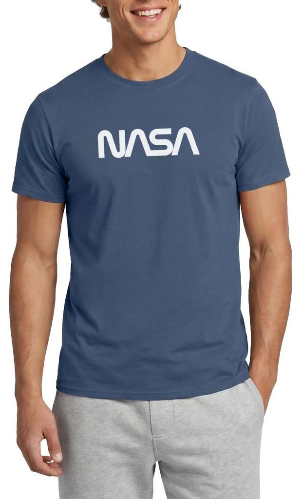 Spreadshirt NASA Logo Männer T-Shirt, L, Dunkles Denimblau