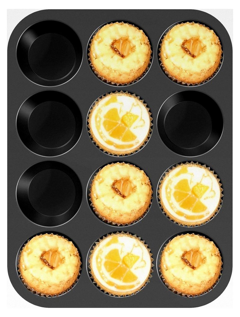 Muffin Backform, Antihaft Muffinblech 12er, Silikon Muffinform mit Metallrahmen, BPA-frei für Cupcakes, Brownies, Kuchen, Pudding 32 x 24 x 3 cm, ...