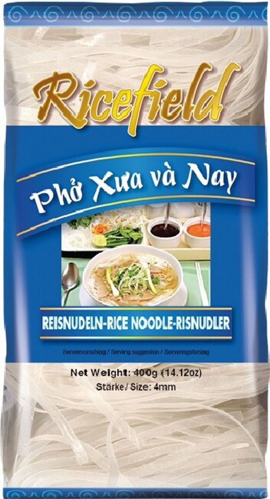 RICEFIELD Vietnam Reisnudeln 400g | Stärke 4mm | Bandnudeln | Rice Noodle