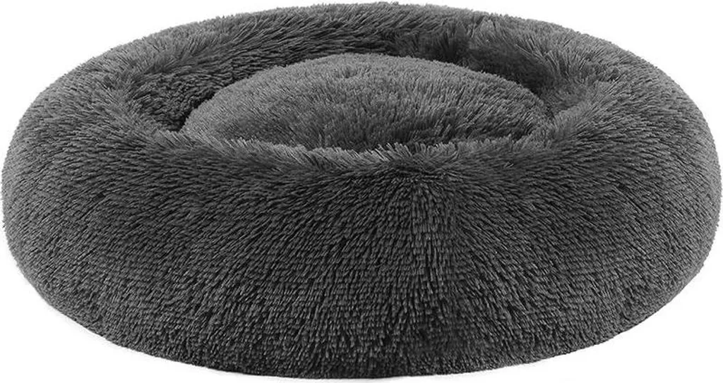 Cuscino Cani Rotondo Velluto Grigio S - Cuccia Traspirante Lavabile Mano
