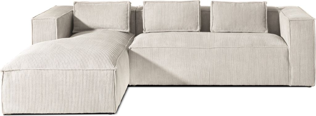 Lisa Design STELLA, Ecksofa, Cordsamt, 4-Sitzer, moderner Stil, links , Beige