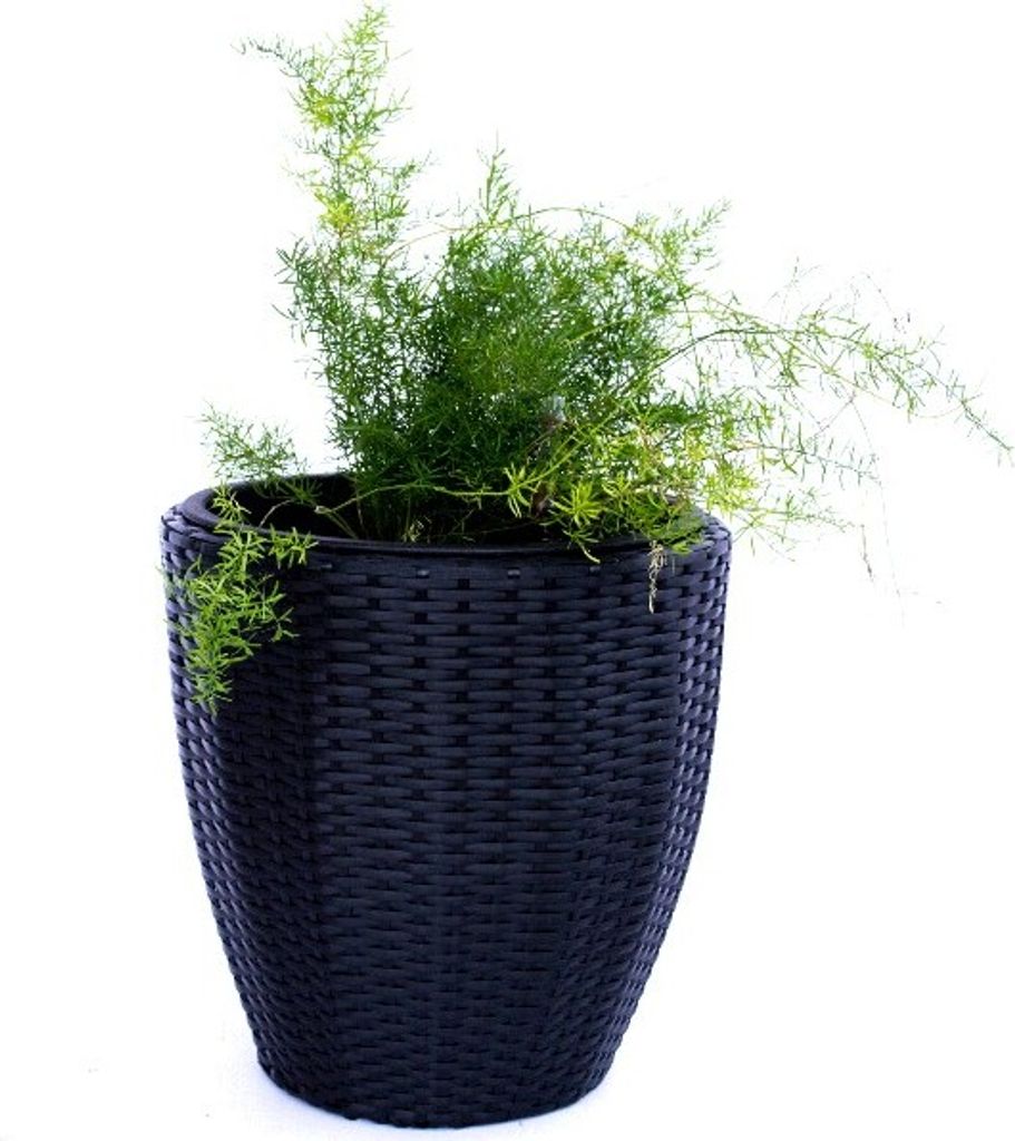 Elegant Einrichten | Pflanzkübel | Polyrattan | rund konisch | D30xH30cm | schwarz.