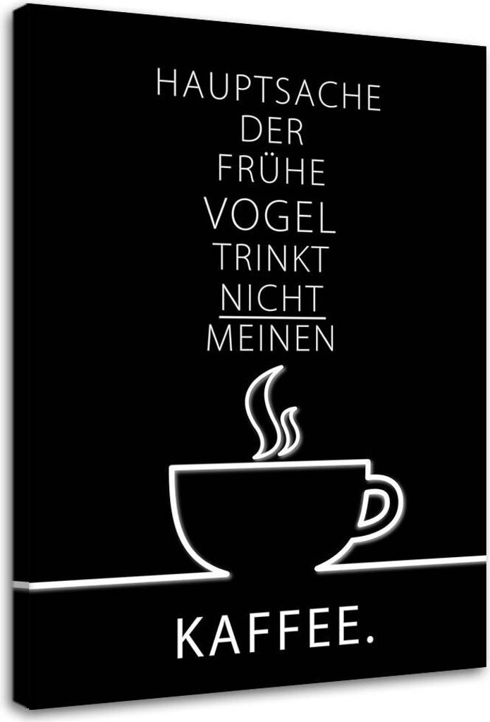 Leinwandbild typografie kaffee 70x100 cm Feeby grau wandbild bereit zum aufhängen