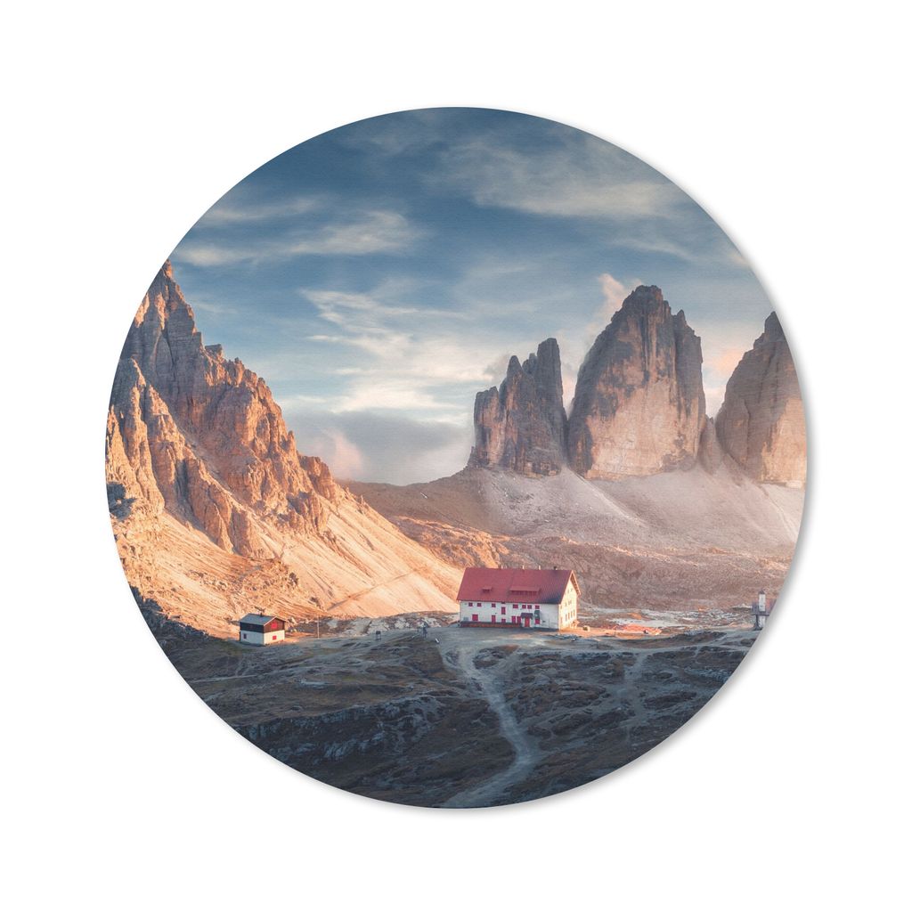 MuchoWow Mauspad Mousepad Haus - Berge - Landschaft 50x50 cm - Mousepads - Maus Mat - Pad - Mausunterlage - Vinyl