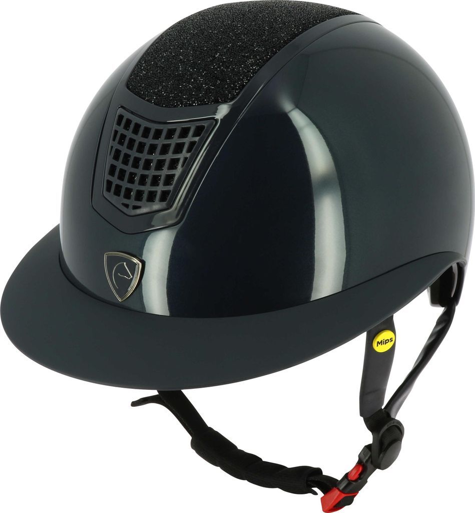 EQUITHEME Airy LM Reithelm breites Visier, Farbe:blau glänzend, Größe: 56-58