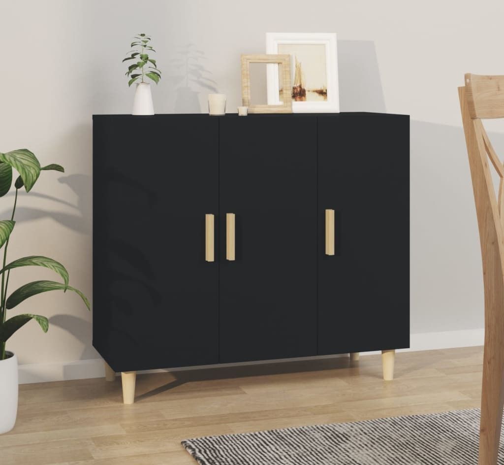 vidaXL Credenza nera 90x34x80 cm materiale a base di legno Immagine del prodotto 