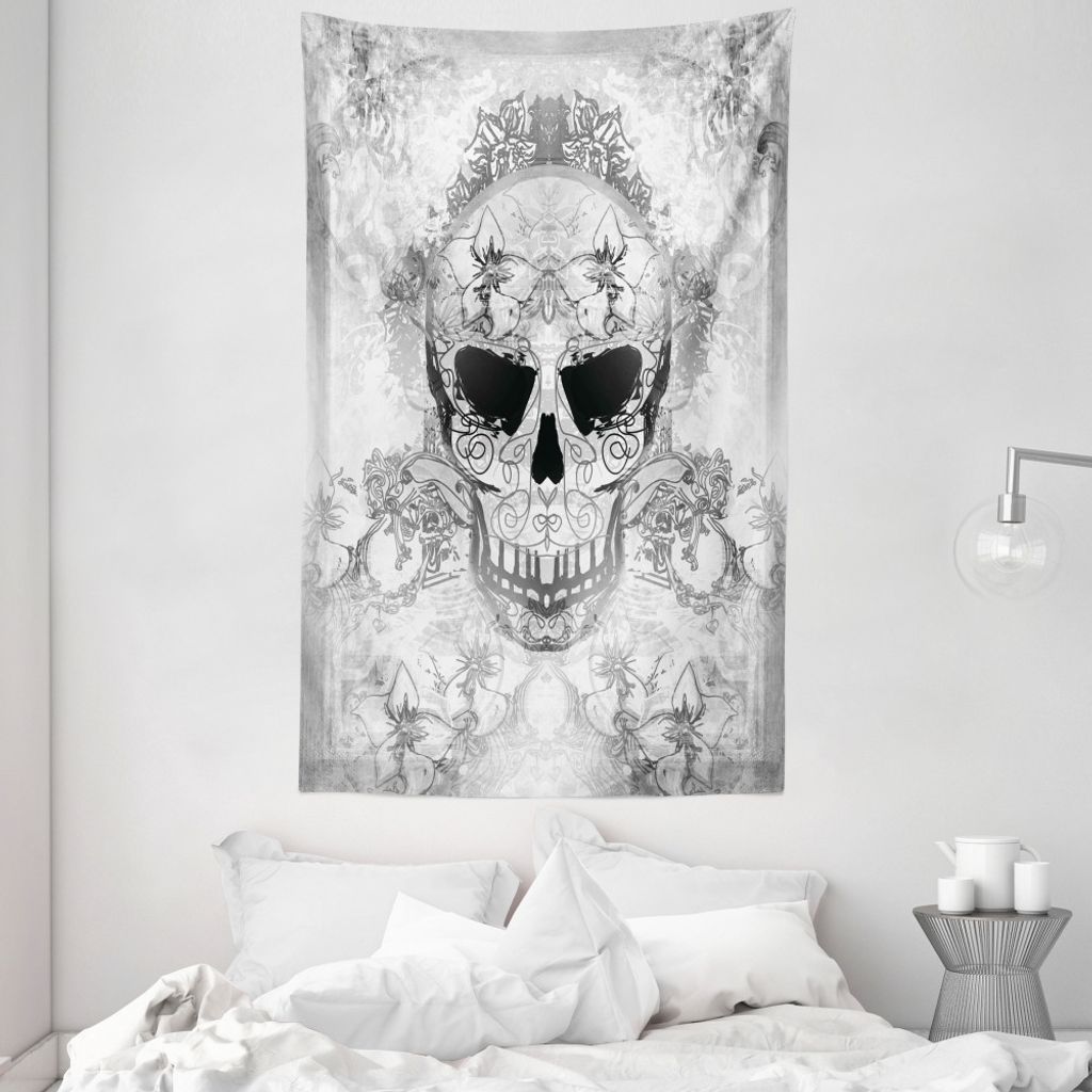 ABAKUHAUS Schädel Wandteppich und Tagesdecke, Oriental Paisley aus Weiches Mikrofaser Stoff Waschbar ohne Verblassen Digitaldruck, 140 x 230 cm, P...