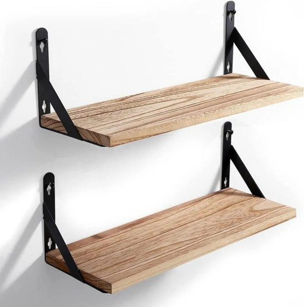 Étagère murale en bois massif de 425 cm, lot de 2 éléments déco