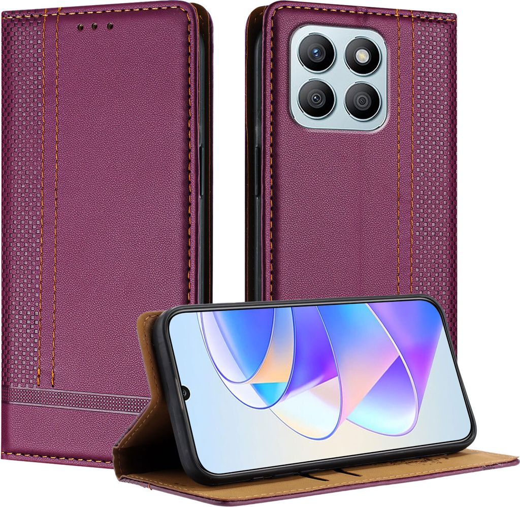 Handyhülle für Honor X8b Leder Flip Klappbare Schutzhülle mit Standfunktion Lila