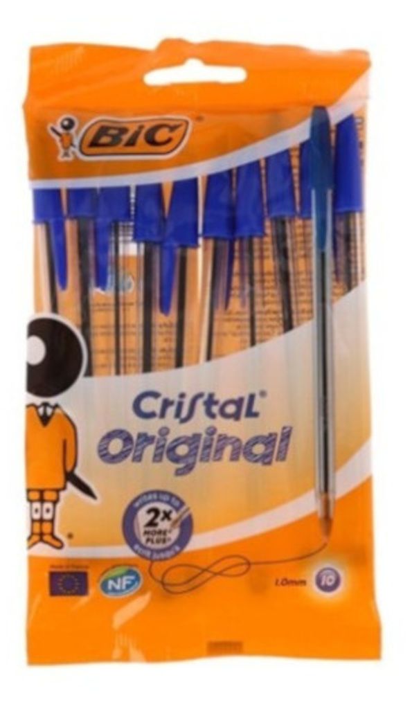 BIC Kugelschreiber Cristal Value Pack Holzgefasste Bleistifte vorgespitzt 150er-Pack HB Dokumentenecht &  Basics 100 Kulis in Blau Strichstärke 0,4 mm 