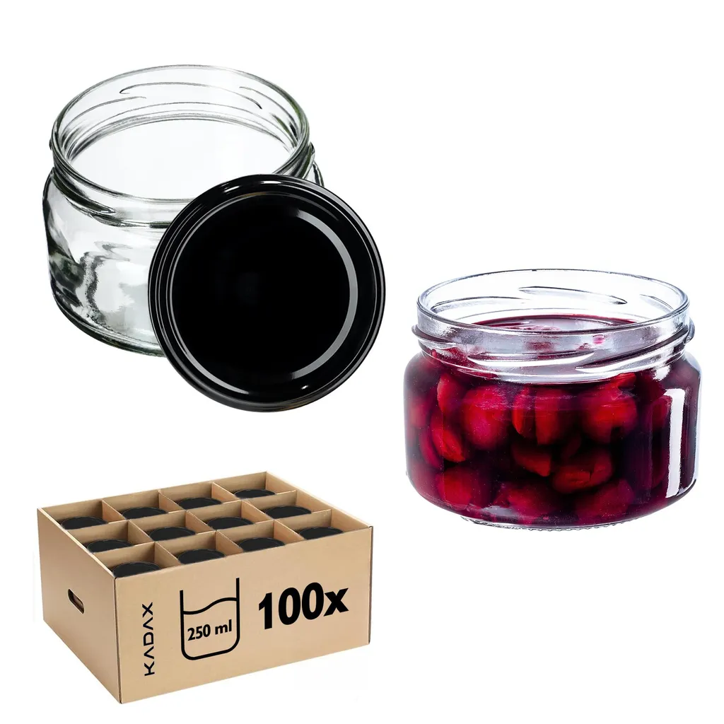 Set Vasetti KADAX 250ml per Marmellata e Conserve con Coperchio Ermetico