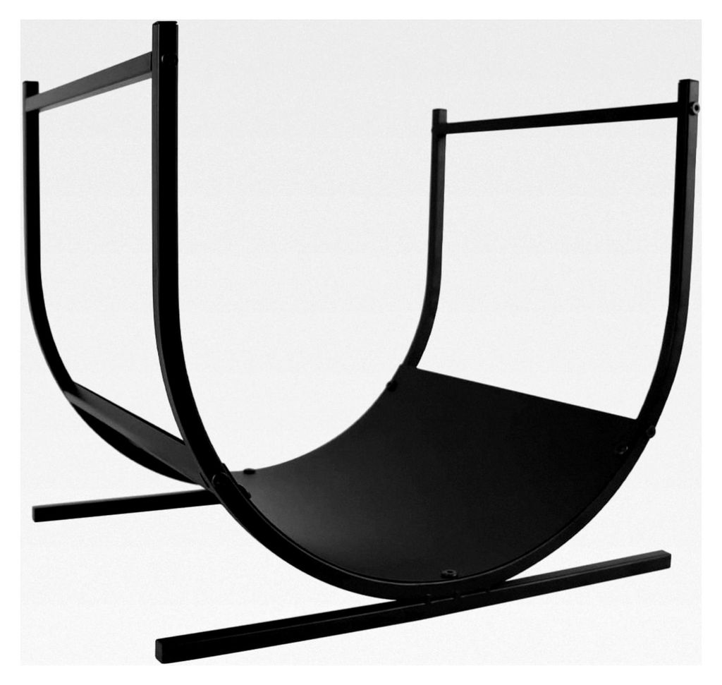 Metall Kaminholzregal, Holzlager für Innen und Außen, U-förmiges Feuerholzregal in Schwarz, 44,5 x 40 x 37,5 cm