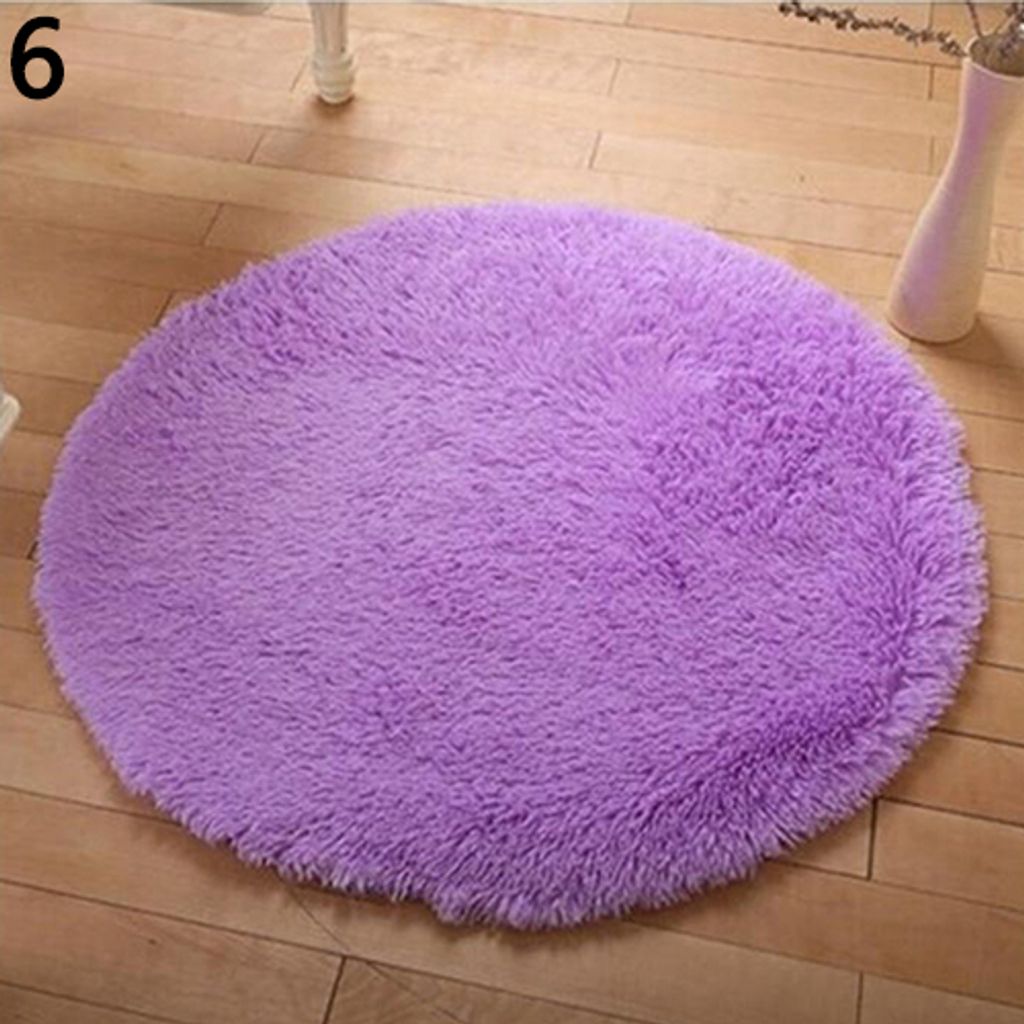 Home Decoration Schlafzimmer Hall rein Farbe Runde Samt Teppichkissen Türbodenmatte-Lila ,Größen:S