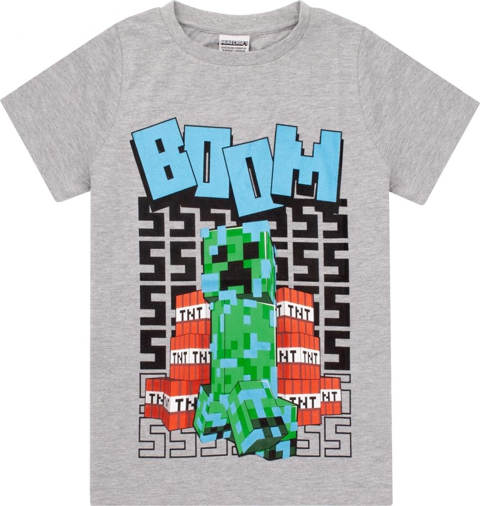 Minecraft - "Boom" T-Shirt für Jungen NS6498 (164) (Grau)
